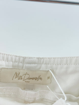 Mes Demoiselles White cotton high waisted tailored pants, 36