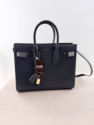 Saint Laurent sac de jour small top handle leather bag with long strap