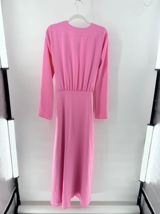 Camila Coelho Millie Plunging V-Neck Wrap Maxi Dress Hot Pink Womens Size Medium