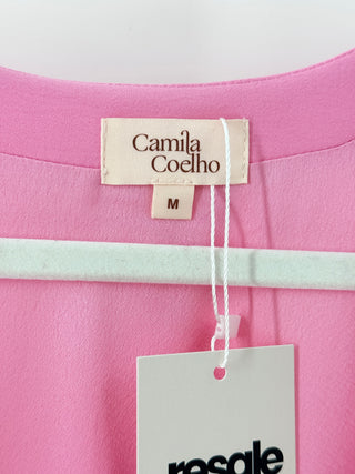 Camila Coelho Millie Plunging V-Neck Wrap Maxi Dress Hot Pink Womens Size Medium