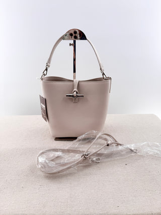 Longchamp rosseau XS leather bucket bag with strap