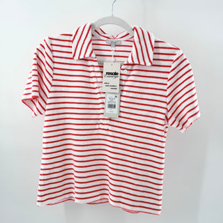 NWT Rails Naveli Short Sleeve Collared Court Polo Shirt Cherry Stripe Women's XS