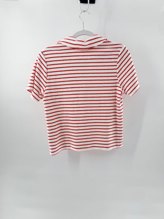 NWT Rails Naveli Short Sleeve Collared Court Polo Shirt Cherry Stripe Women's XS