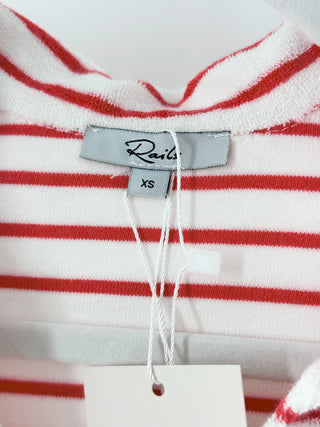 NWT Rails Naveli Short Sleeve Collared Court Polo Shirt Cherry Stripe Women's XS