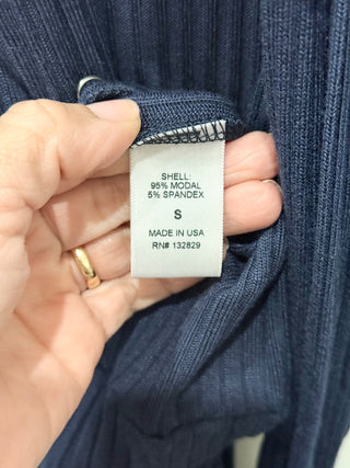 NWT Lovers & Friends Long Sleeve Henley Ribbed Wide Leg Jumpsuit Navy Women's S