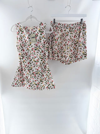 La Maregold Floral sleeveless top short set, S