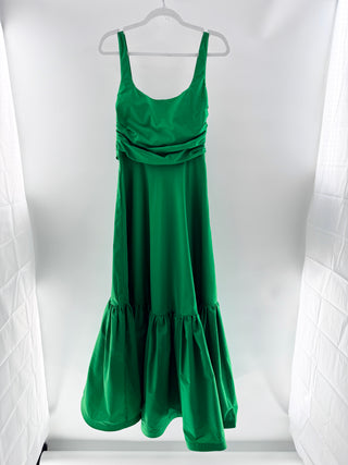 Monica Arguedas Green ruched poplin maxi dress, S