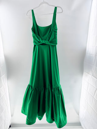Monica Arguedas Green ruched poplin maxi dress, S