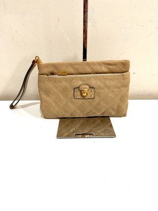 Marc Jacobs Quilted Calfskin Leather Wristlet Bag Beige Women's Compact