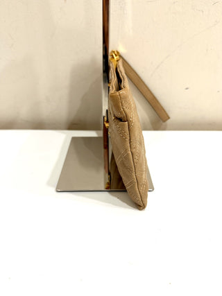 Marc Jacobs Quilted Calfskin Leather Wristlet Bag Beige Women's Compact