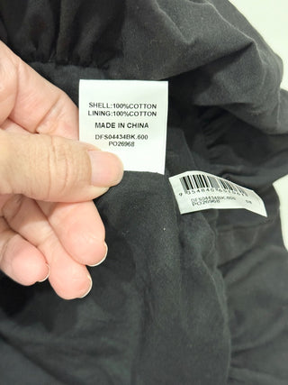 NWT Dissh Peggy Cotton Gathered Peplum Bubble Hem Strapless Top Black Women's 4