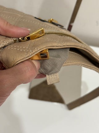 Marc Jacobs Quilted Calfskin Leather Wristlet Bag Beige Women's Compact