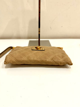 Marc Jacobs Quilted Calfskin Leather Wristlet Bag Beige Women's Compact