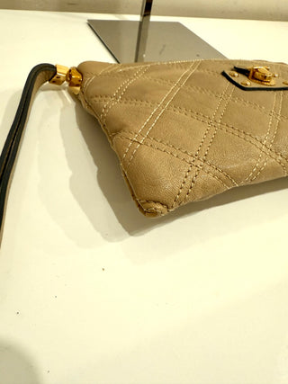Marc Jacobs Quilted Calfskin Leather Wristlet Bag Beige Women's Compact