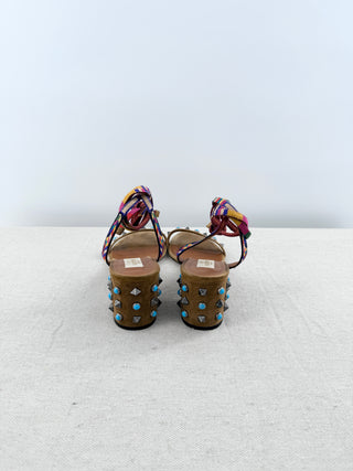 Valentino suede studded block heel sandals, 38