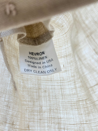 Hevron Beige linen wrap mini skirt featuring a draped front, 2