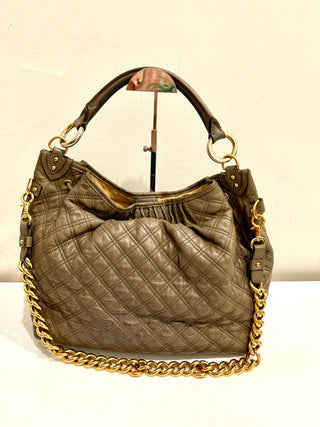Marc Jacobs Quilted Leather Chain Stam Hobo Bag Olive Taupe Women's