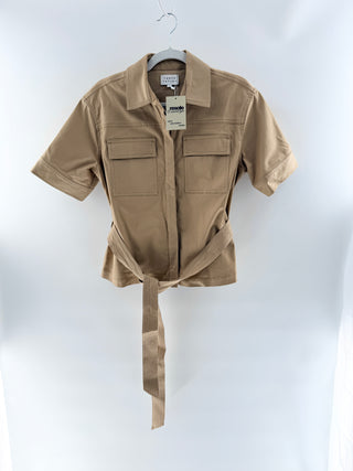 Tanya Taylor Belted short sleeve utility shirt, S