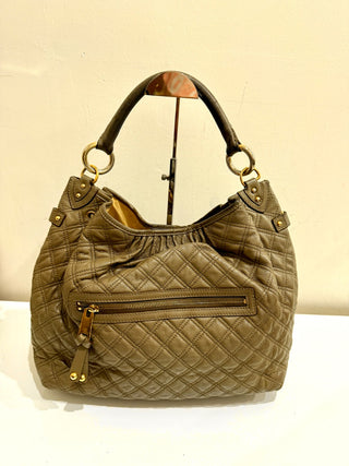Marc Jacobs Quilted Leather Chain Stam Hobo Bag Olive Taupe Women's