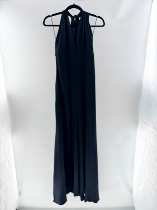 Reformation Black satin halter maxi dress, 4