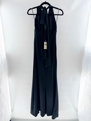 Reformation Black satin halter maxi dress, 4