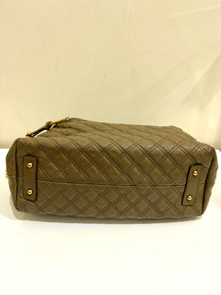 Marc Jacobs Quilted Leather Chain Stam Hobo Bag Olive Taupe Women's