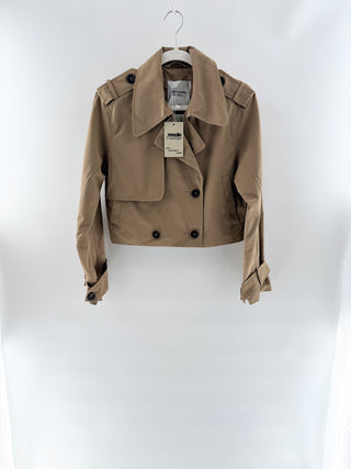 Abercrombie & Fitch Cropped double breasted tan trench jacket, XS