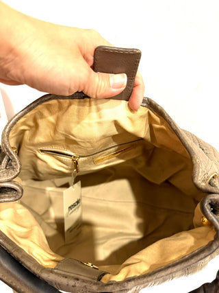 Marc Jacobs Quilted Leather Chain Stam Hobo Bag Olive Taupe Women's