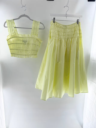 Maje Yellow smocked poplin matching set, 36