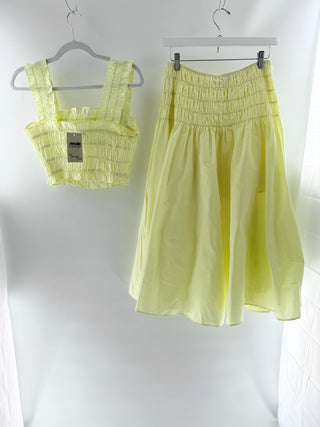 Maje Yellow smocked poplin matching set, 36