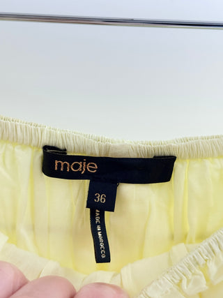 Maje Yellow smocked poplin matching set, 36