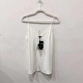NWT Massimo Dutti Satin Sleeveless V-Neck Camisole Tank Top White Women's Size 4