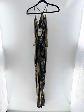 koko & palenki Metallic bronze knotted maxi dress, XS