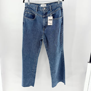 NWT Slvrlake Premium Denim High Waisted Raw Hem  Straight Jeans Blue Womens 31