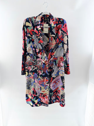 Fendi 100% silk vintage open front duster jacket, 38 IT / US 2