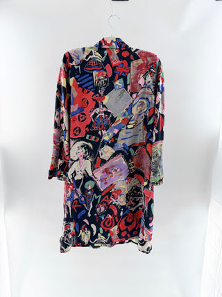 Fendi 100% silk vintage open front duster jacket, 38 IT / US 2