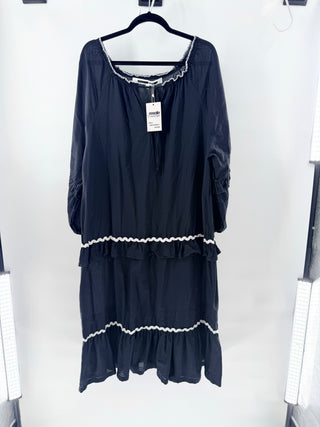 Alexander McQueen Semi-Sheer Cover Up Dress with Ruffle Trim Black 40 IT / US 4