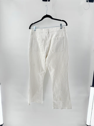 FRAME Le Bardot Striped Kick Flare Raw-Edge Ankle Jeans Courtyard Womens Size 31