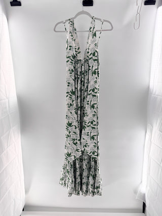 verandah Pleated botanical halter dress, XS