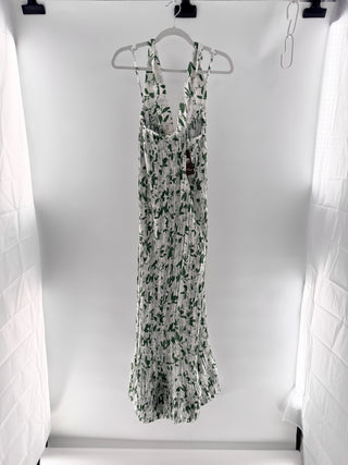 verandah Pleated botanical halter dress, XS