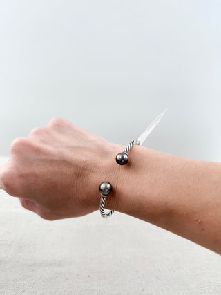 David Yurman classic cable bracelet sterling silver with tahitian pearls