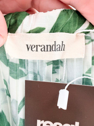 verandah Pleated botanical halter dress, XS