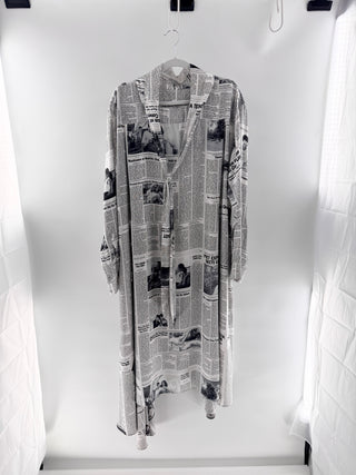 Balenciaga Avant-garde newspaper print wrap dress, 40