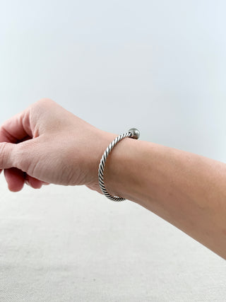 David Yurman classic cable bracelet sterling silver with tahitian pearls