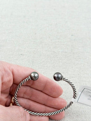 David Yurman classic cable bracelet sterling silver with tahitian pearls