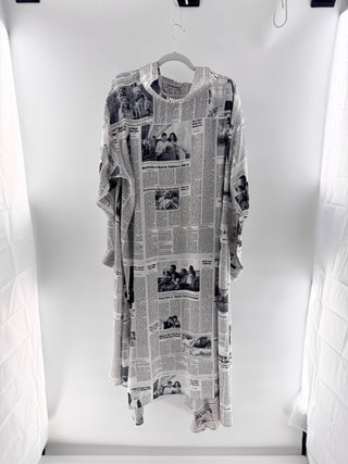 Balenciaga Avant-garde newspaper print wrap dress, 40