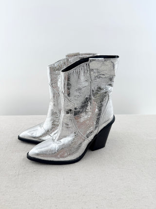 Dolce Vita cowboy metallic leather booties, 6