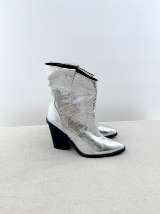 Dolce Vita cowboy metallic leather booties, 6