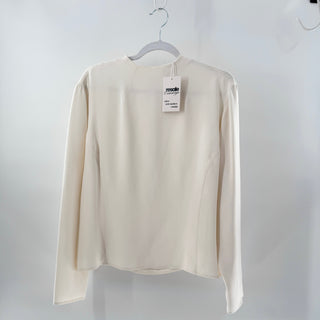 Emanuel Ungaro Silk Long Sleeve High Neck Blouse Top Cream Women's Size Plus 16