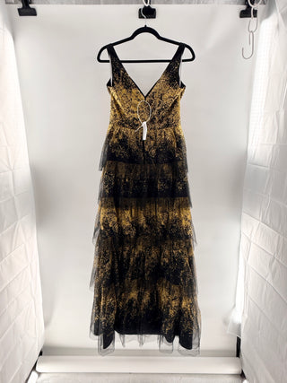 Marchessa Notte Elegant gold glitter tiered gown, 4